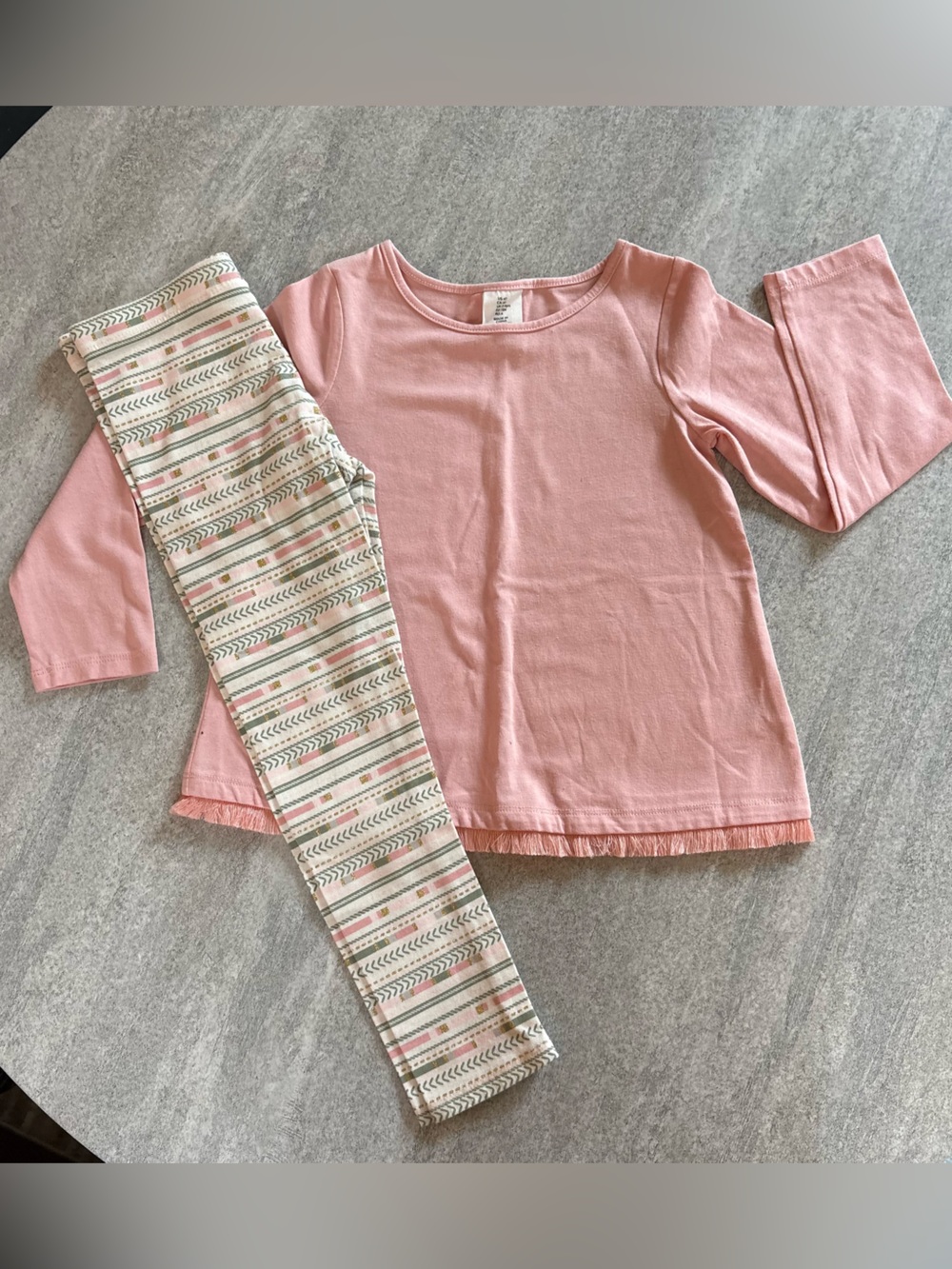 TODDLER Girls Pink Long Sleeve Top with Patterned Leggings Set SZ-4T